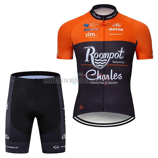 Abbigliamento Ciclismo Roompot Charles Manica Corta 2019 Arancione Nero